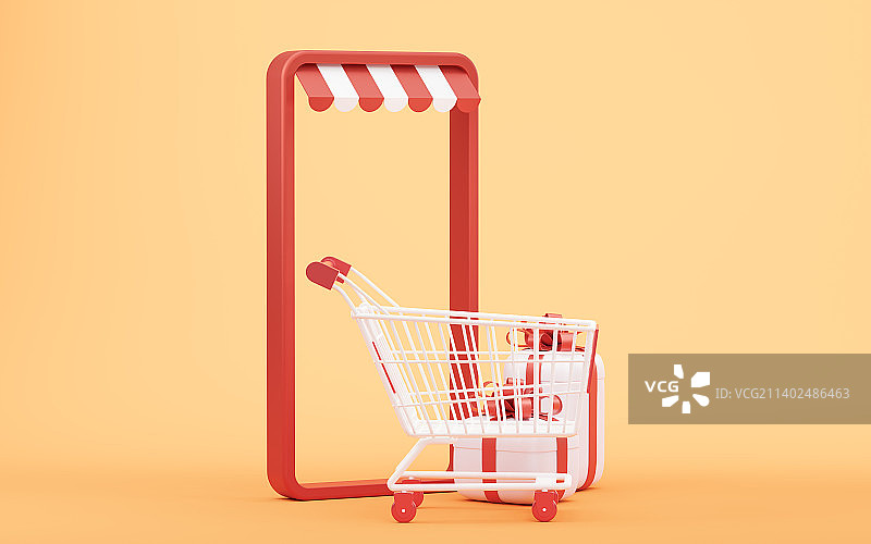 礼物盒与购物主题3D渲染图片素材