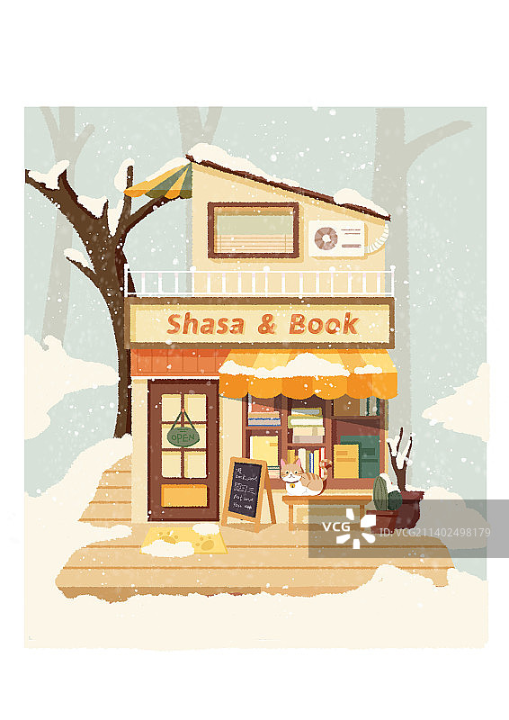 建筑书店扁平插画设计图片素材