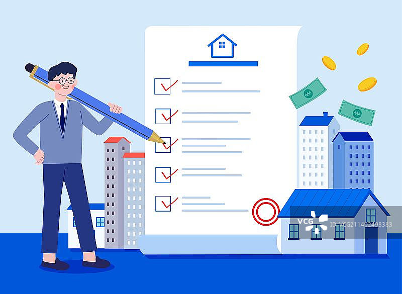 角色和房地产买卖清单图片素材