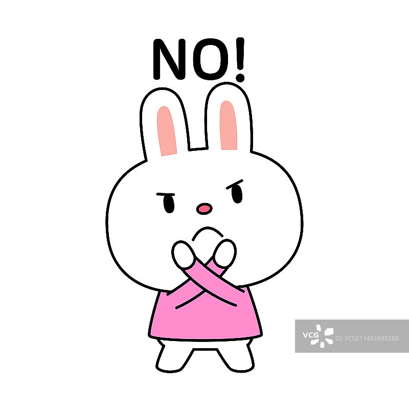 兔子角色拒绝矢量插画图片素材