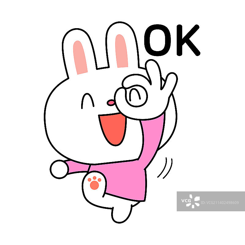 兔子OK手势矢量插画图片素材
