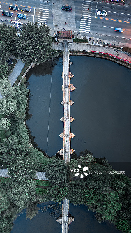 泉州安海镇安平桥/五里桥南安段俯拍图图片素材