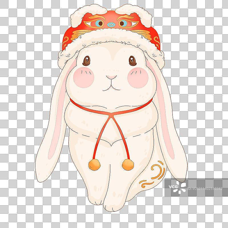 兔子虎头帽可爱插画图片素材