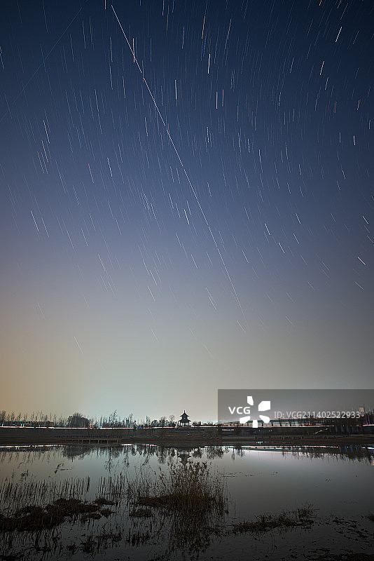 郑州惠济区索须河贾鲁河口中国空间站和国际空间站过境图片素材