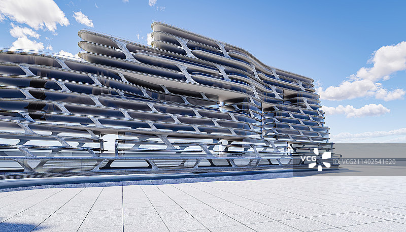 现代城市商务区写字楼抽象建筑外部广场图片素材