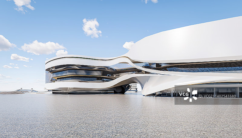 现代城市商务区写字楼抽象建筑外部广场图片素材