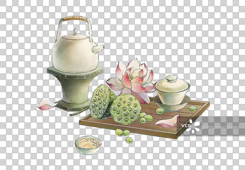 荷花莲子图图片素材