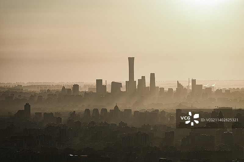 北京CBD日出天际线图片素材