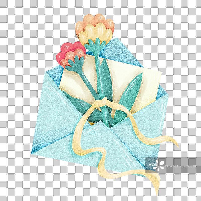 装着花朵和贺卡和信封图片素材