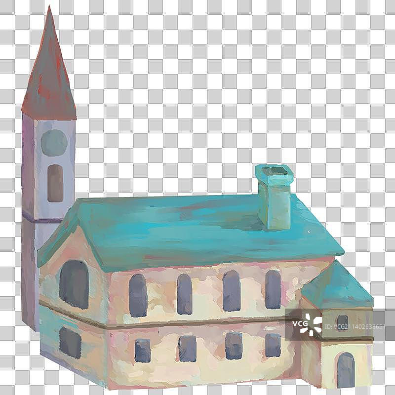 莫奈油画风欧式建筑图片素材