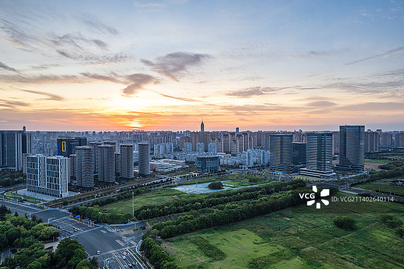 航拍江苏省常州金融商务广场夜景图片素材