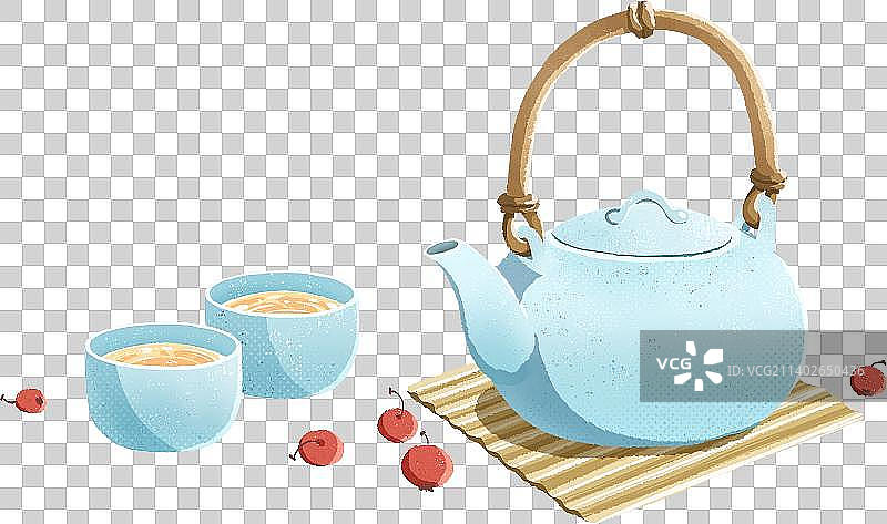茶杯茶具茶文化元素传统古典中国文化插画图片素材