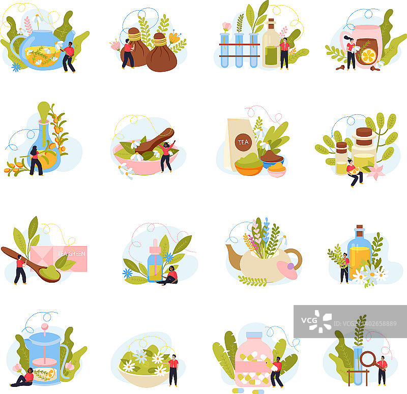 草药医学扁平化合集图片素材