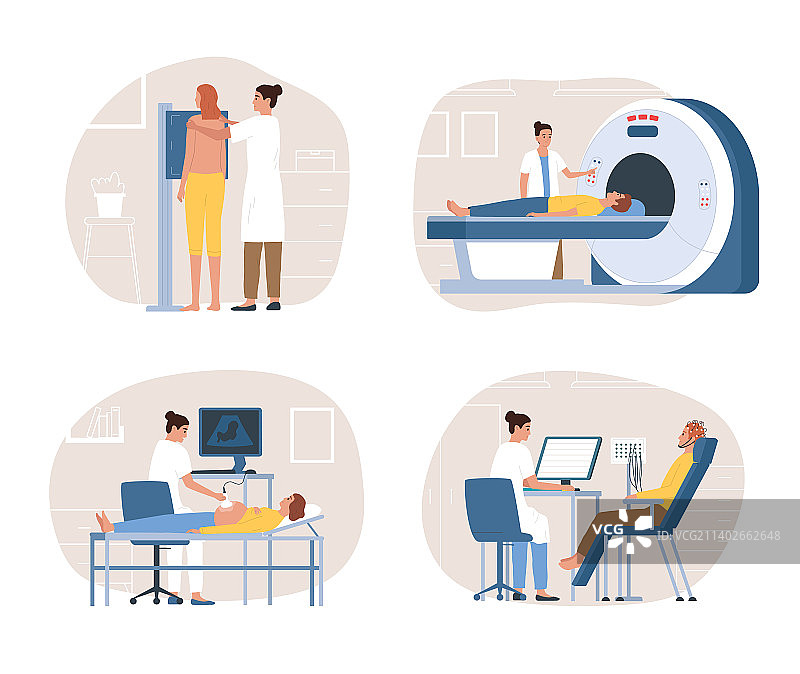 医疗诊断设备扁平化设计图片素材
