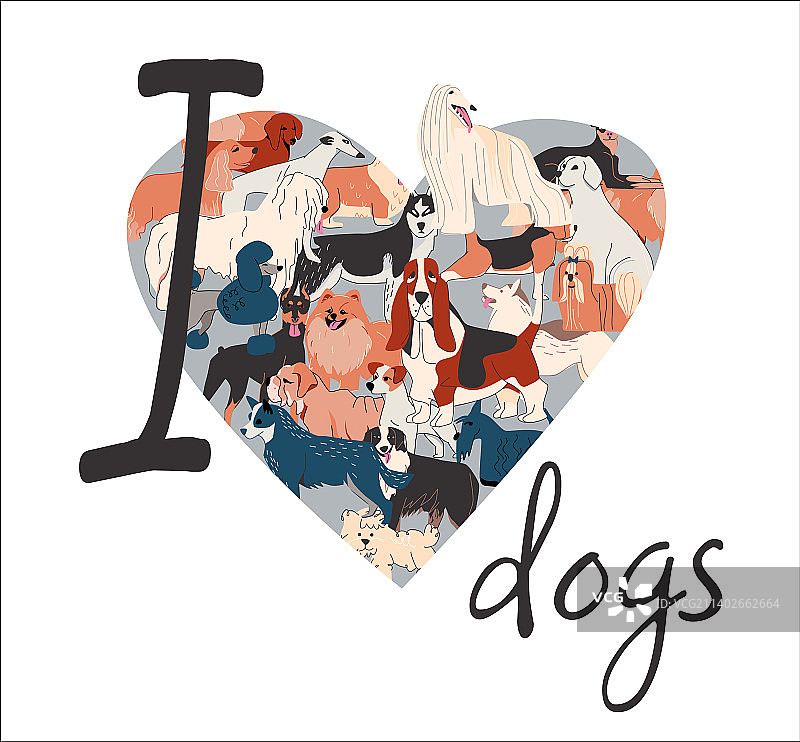 我爱狗狗组合图片素材