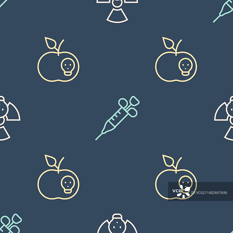 放射性毒苹果和注射器线条图片素材