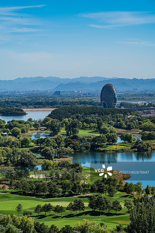 俯瞰雁栖湖美景图片素材