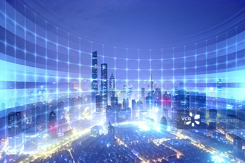 上海城市建筑风光大数据概念图片素材