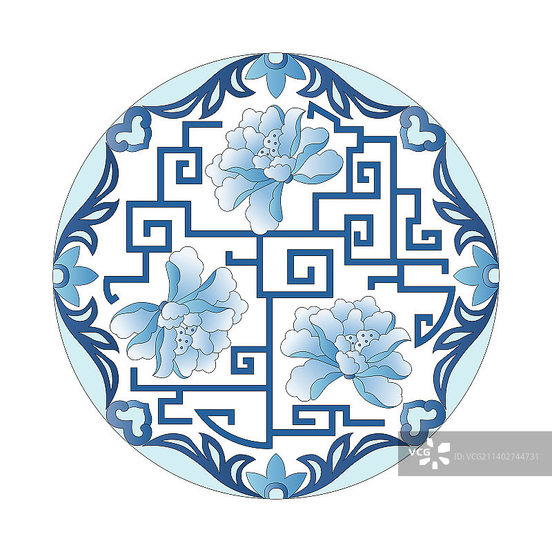 中国传统纹样牡丹花纹图片素材