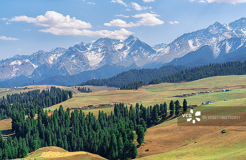 江布拉克雪山草地自然风光图片素材