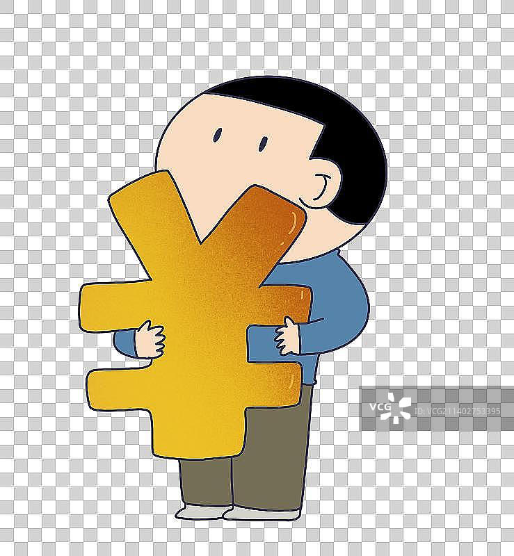 元素：手拿钱符号的人物图片素材