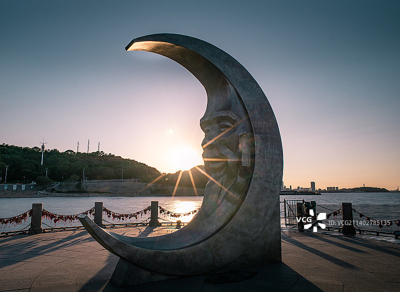 月亮湾日落图片素材