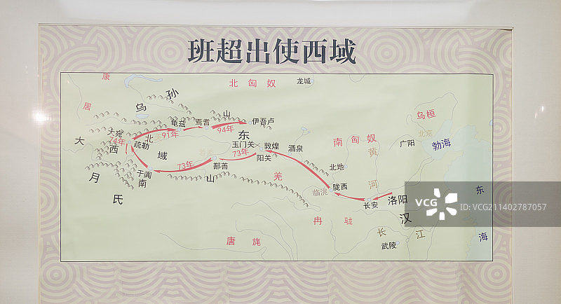 中国历史上陆路丝绸之路线路图、山水图图片素材