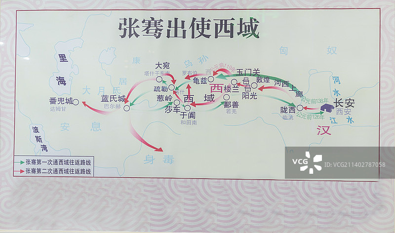 中国历史上陆路丝绸之路线路图、山水图图片素材