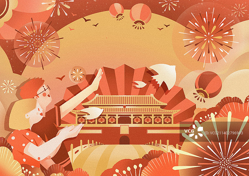 节日烟花庆祝插画海报图片素材