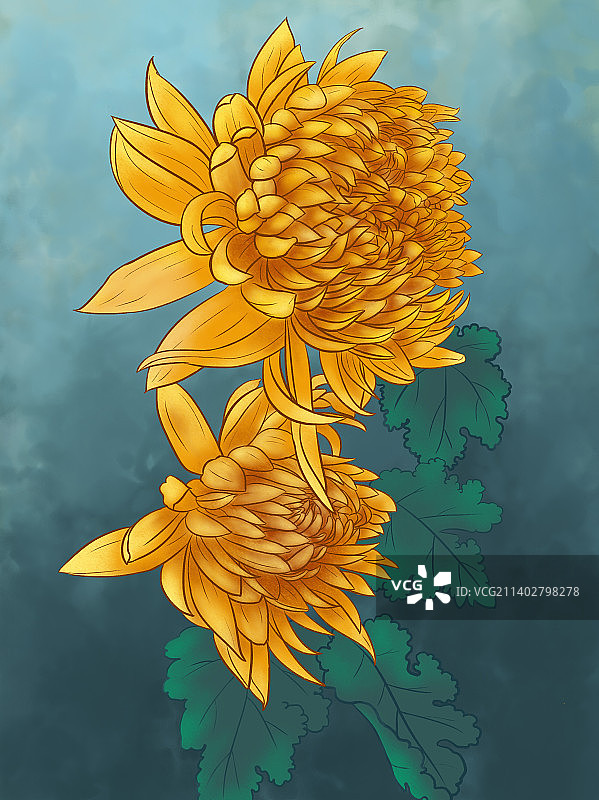 国潮菊花图片素材