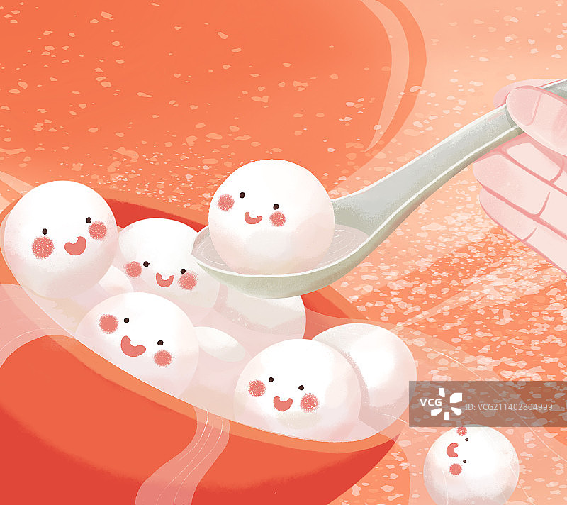 元宵节吃元宵喜庆可爱萌图片素材