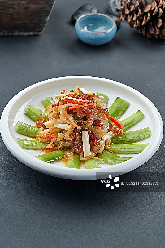 白菜心拌海蛰头图片素材