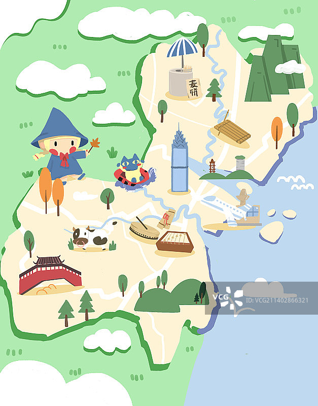 城市插画—温州图片素材