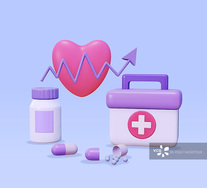 医疗健康药品3D插画图片素材