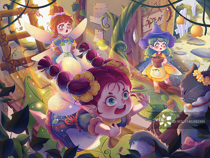 精灵与猫图片素材