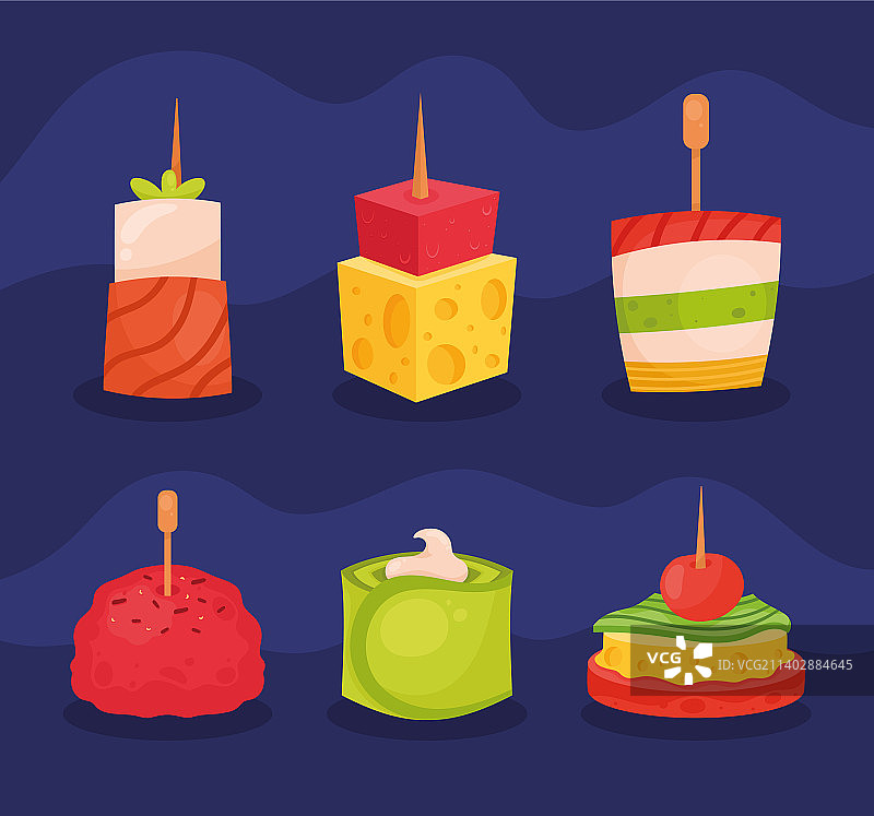 六个开胃菜派对图标图片素材