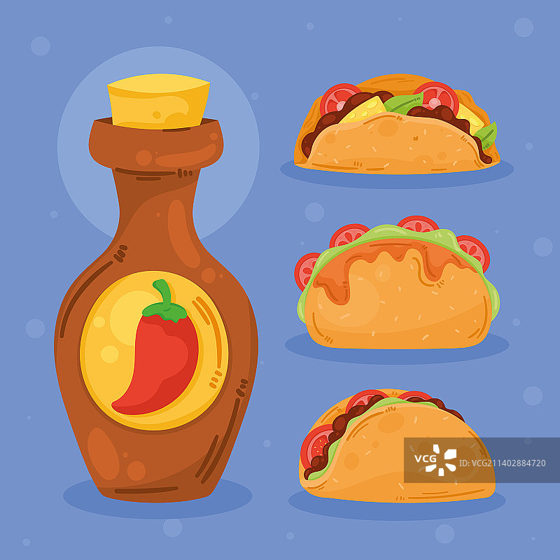 四个墨西哥美食图标图片素材