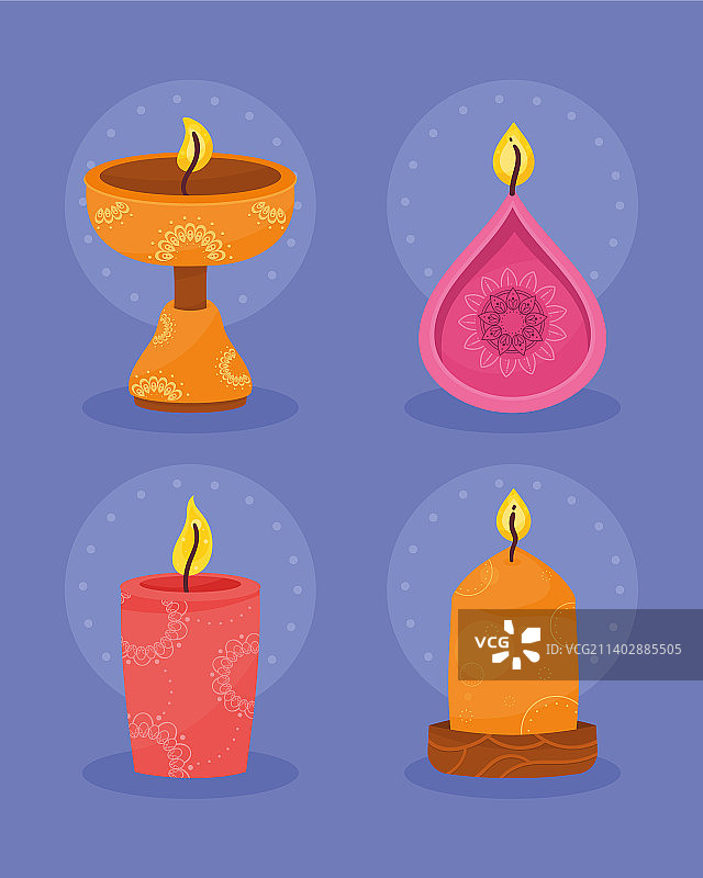 四支排灯节庆典蜡烛图片素材