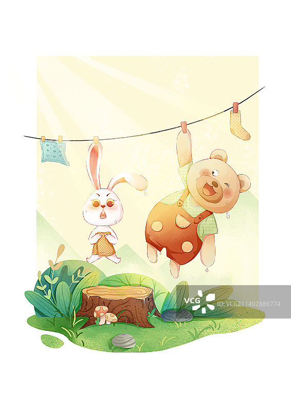 森林小动物插画小场景图片素材