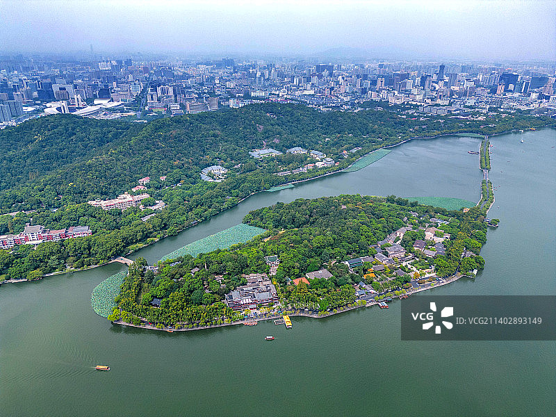 杭州西湖及城市全景图片素材