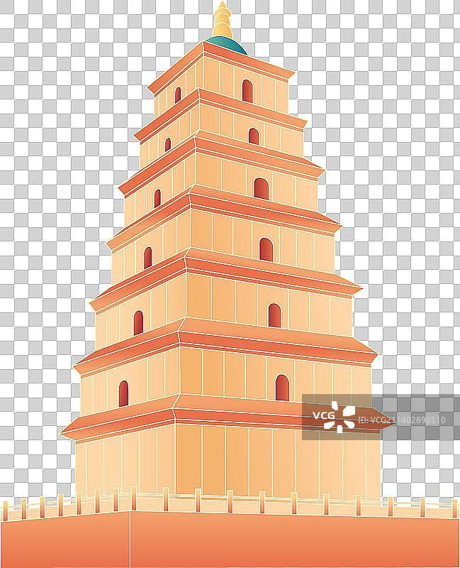 西安地标建筑大雁塔插画图片素材