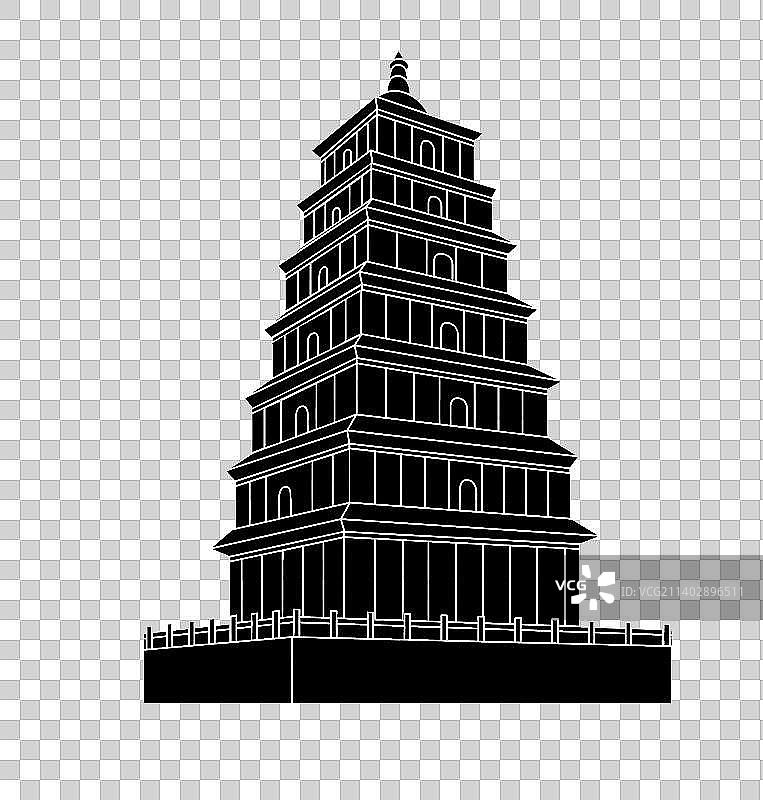 西安地标建筑大雁塔插画图片素材