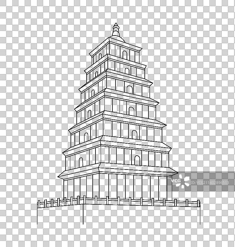 西安地标建筑大雁塔插画图片素材