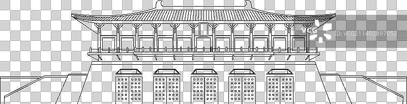 西安地标建筑大明宫遗址插画图片素材
