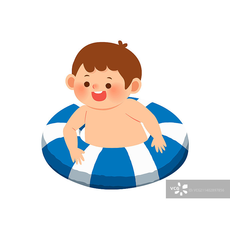 游泳圈里的赤膊男孩图片素材