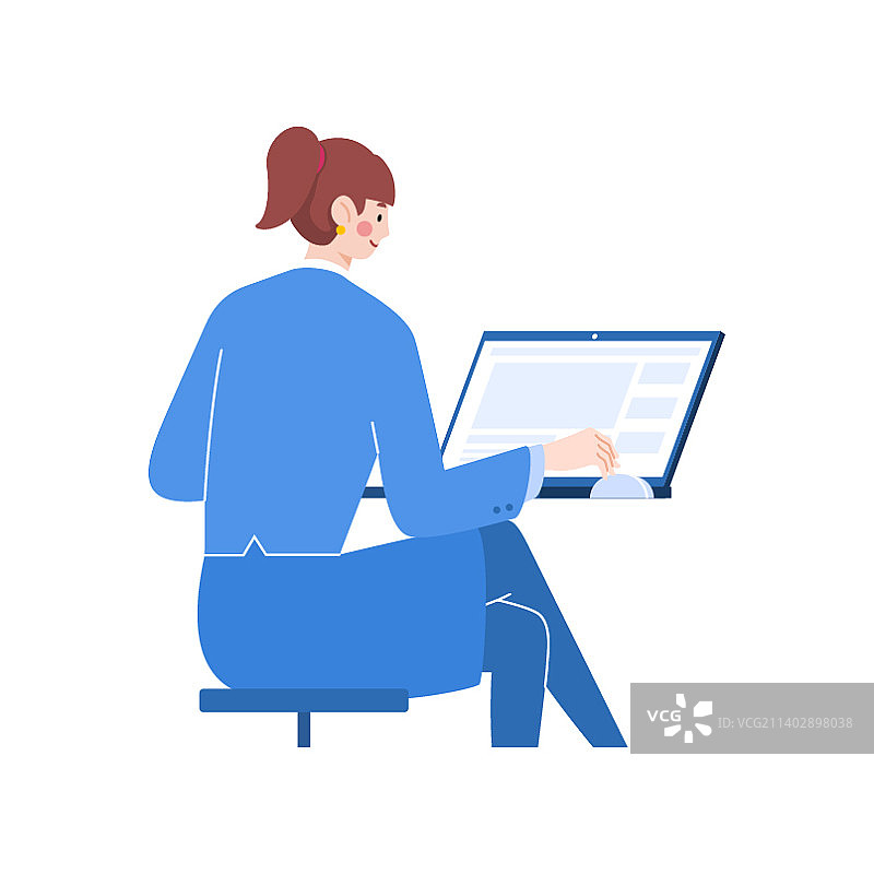 穿蓝色制服的办公室女士图片素材