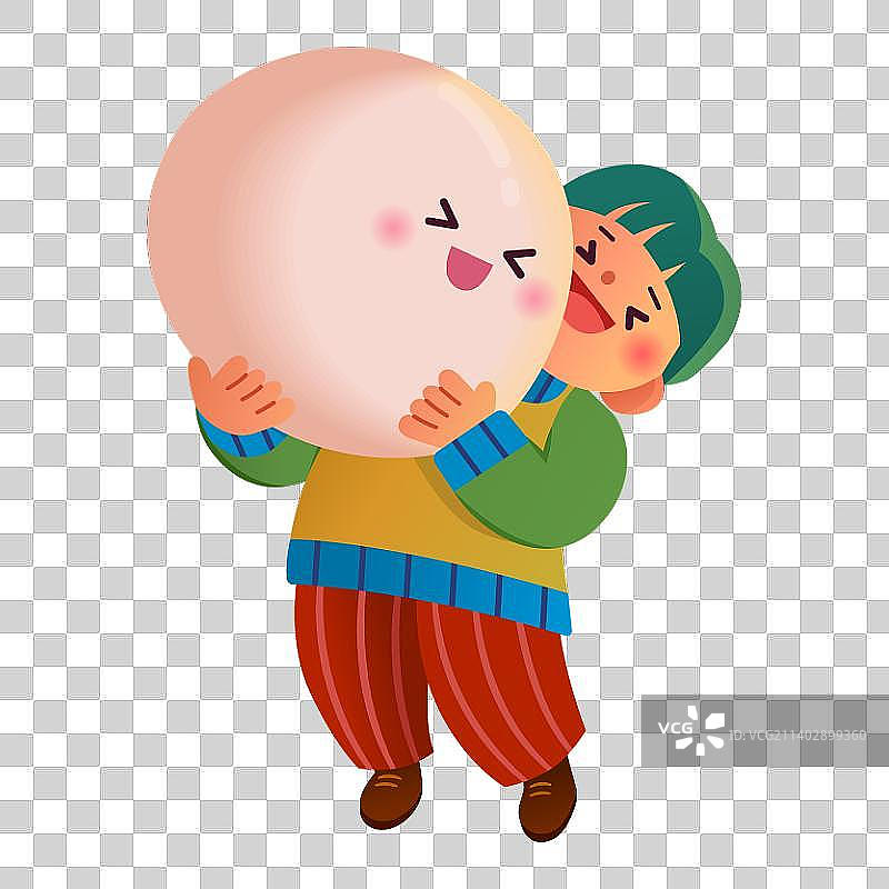 可爱的男孩拿着麻糬图片素材