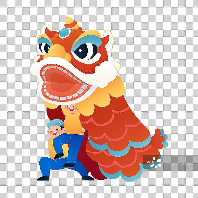 男孩表演舞龙图片素材