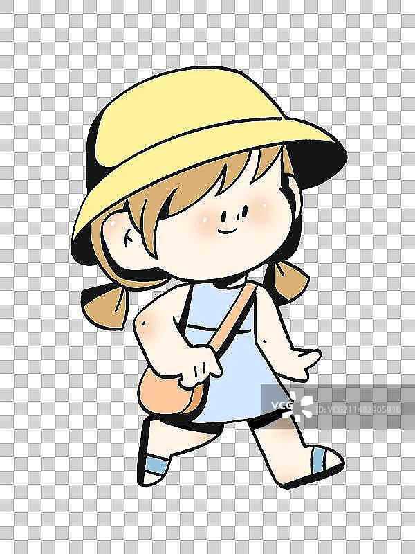 可爱卡通女孩插画元素图片素材