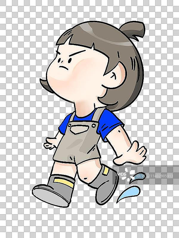 可爱卡通生气女孩插画元素图片素材